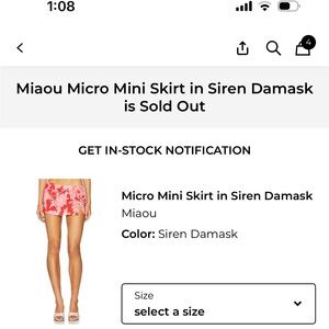 Miaou Siren Damask Micro Mini Skirt in Red and White